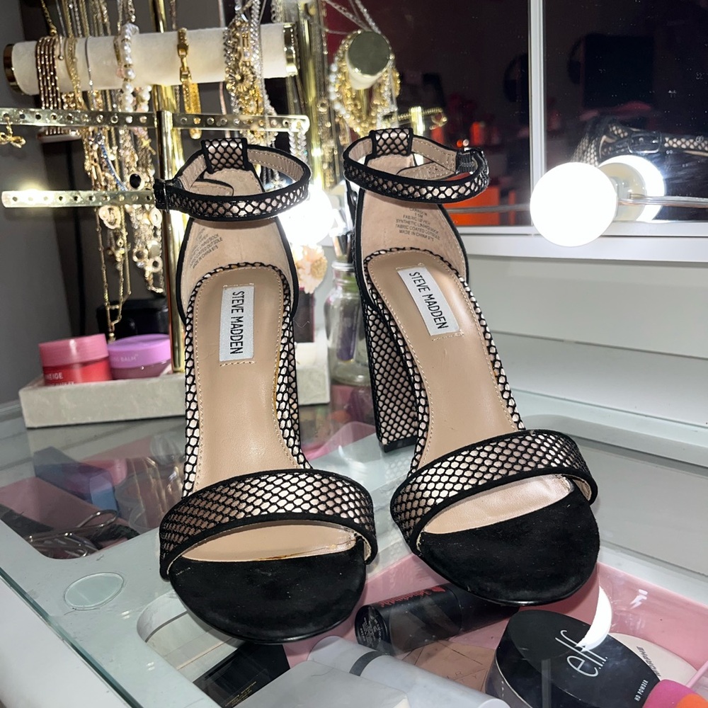 Steve Madden Black and Metallic Heels
